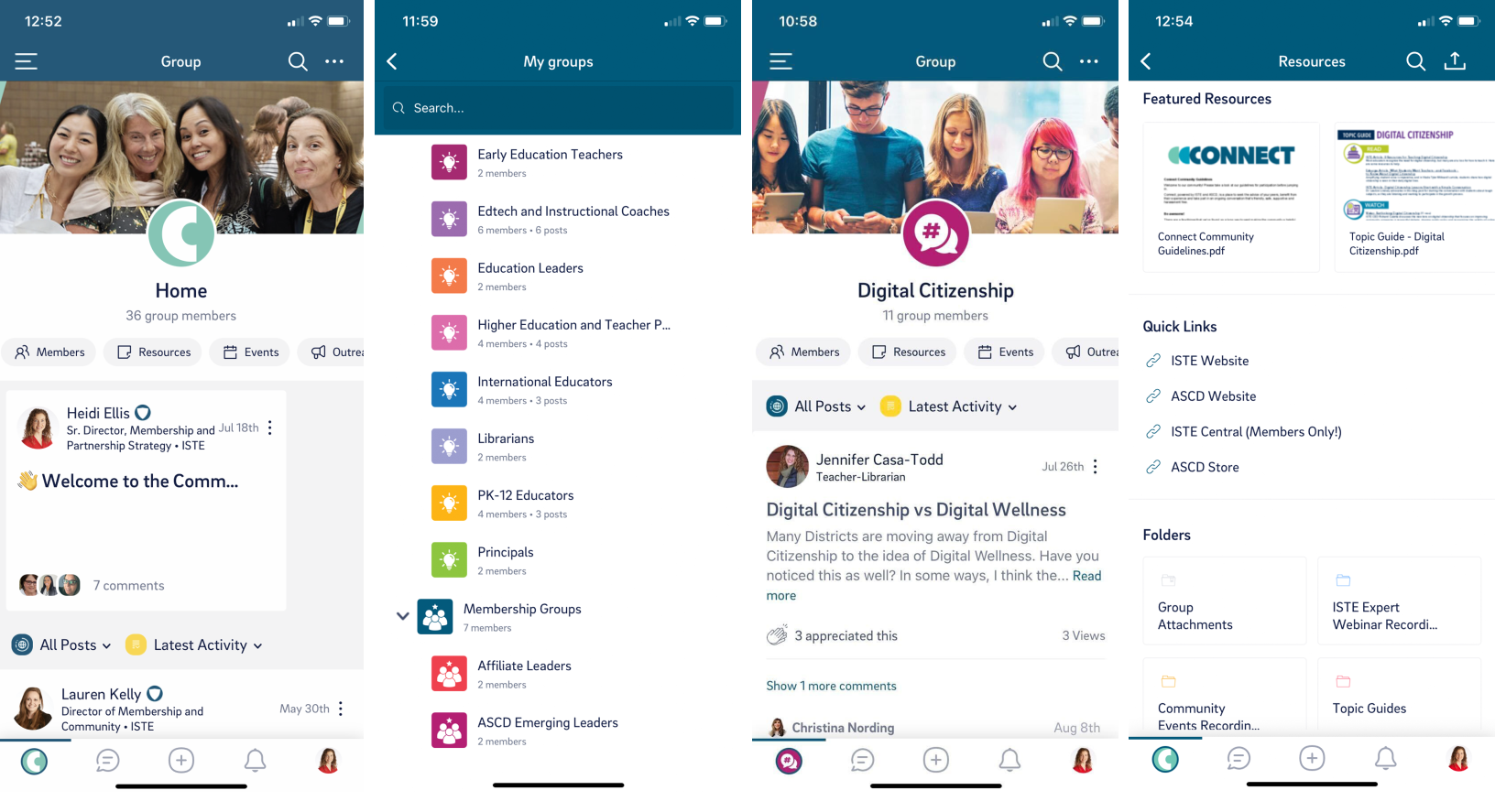 Screenshots of Connect mobile app